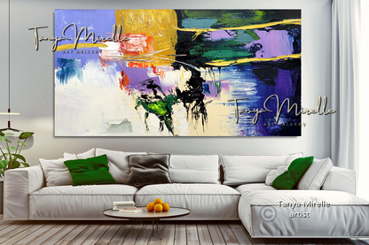 Vibrant Colorful Wall Art -  Modern Abstract Textured Painting #140