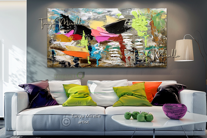 Large Abstract Impasto Painting - Textured Contemporary Wall Art Canvas #91