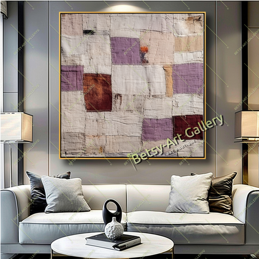 Cozy Abstract Canvas Print, Modern Bohemian Wall Art