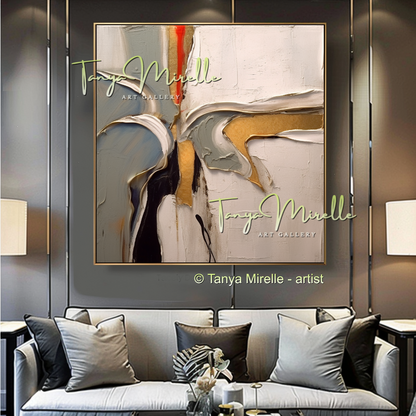 Minimalist Grey White Abstract Painting - Modern Wall Art #182