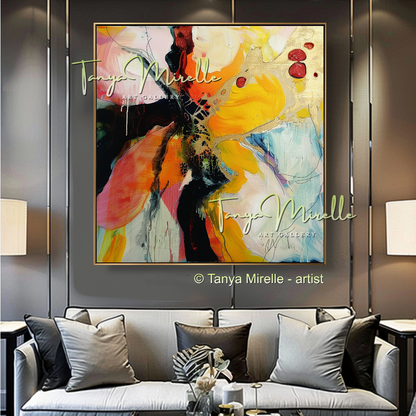 Vivid Yelollow Abstract Painting - Modern Wall Art #183