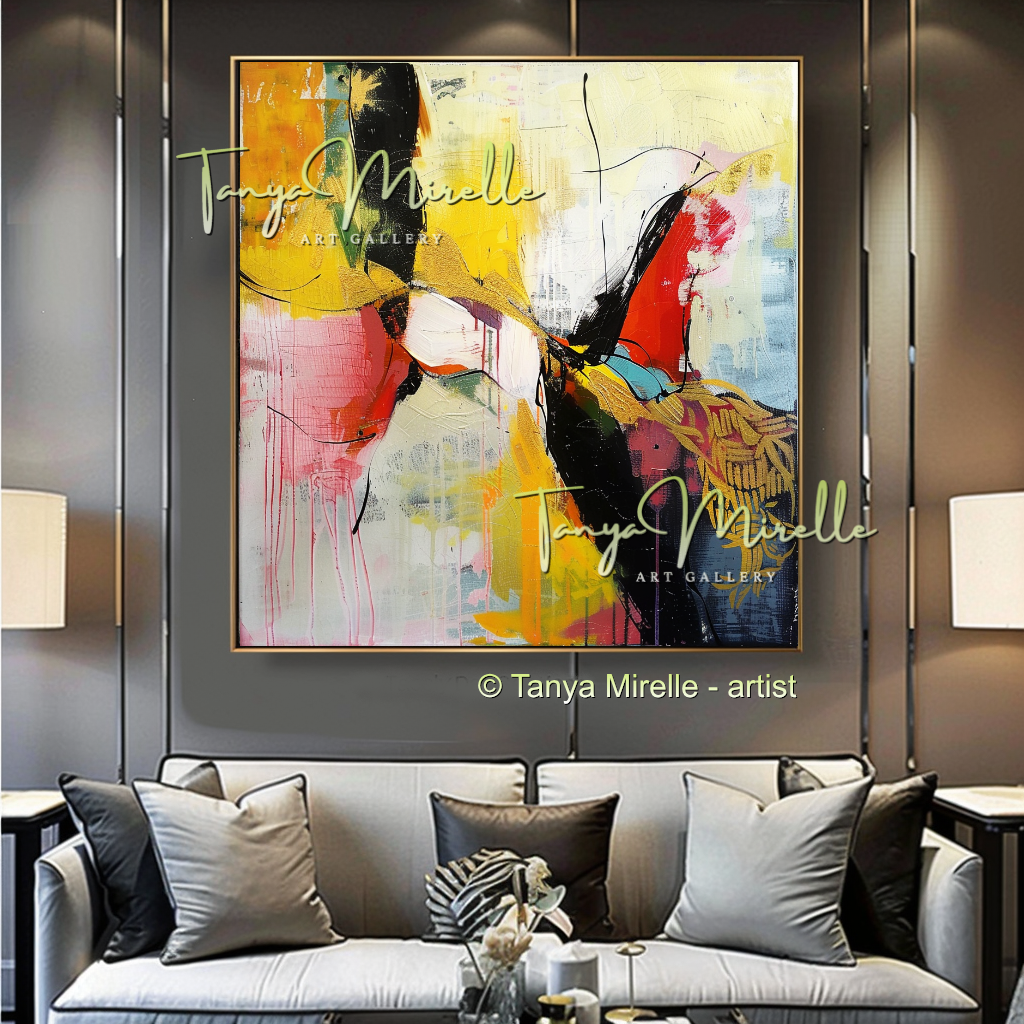 Vivid Yelollow Abstract Painting - Modern Wall Art #183