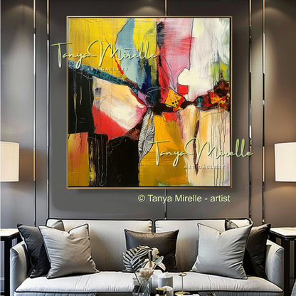 Vivid Yelollow Abstract Painting - Modern Wall Art #183