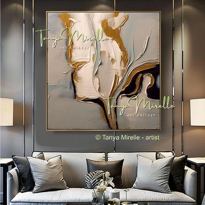 Minimalist Grey White Abstract Painting - Modern Wall Art #182