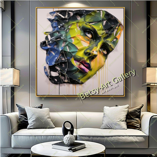 Colorful Abstract Face Art Canvas Print - Luxury Contemporary Home Decor