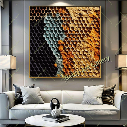 Colorful Abstract Canvas Print - Honeycomb Wall Art