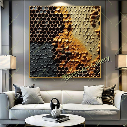 Colorful Abstract Canvas Print - Honeycomb Wall Art