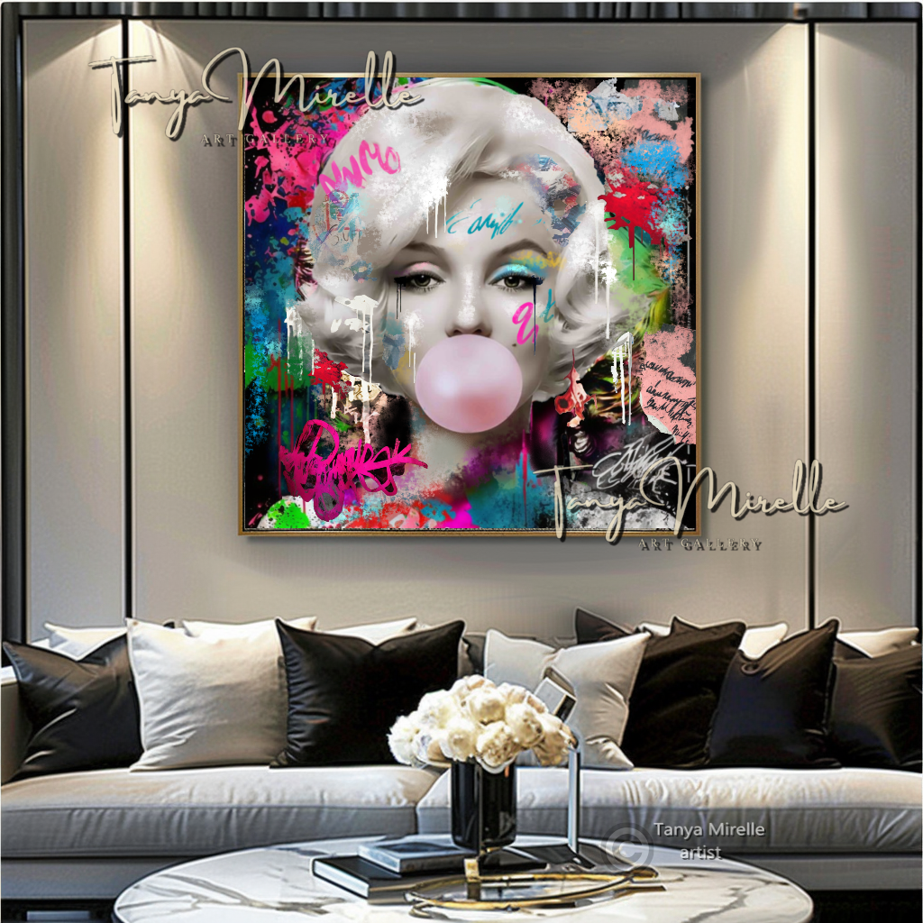 Marilyn Monroe Bubble Gum Art, Pop Art Print on Canvas canvas print canvas wall art celebriti art giclée prints graffiti art print graffiti canvas graffiti canvas art iconic art portrait large canvas print large wall art Large Wall Art Decor merilyn monroe art print Merilyn Monroe painting modern abstract art modern art print pop art print print on canvas ready to hang canvas street art on canvas stretched canvas art wall art prints