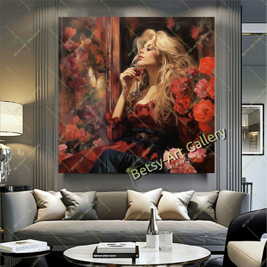 Classic Retro Brigitte Bardot Canvas Print,Vintage Chic Wall Art Decor