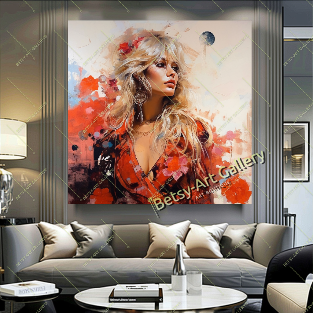 Glamorous Brigitte Bardot Canvas Art, Classic Retro Style Print