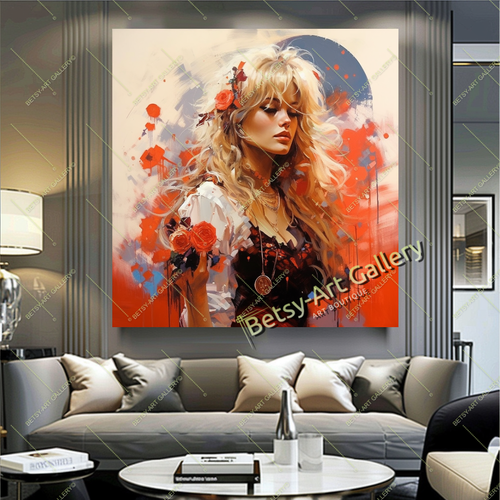 Glamorous Brigitte Bardot Canvas Art, Classic Retro Style Print