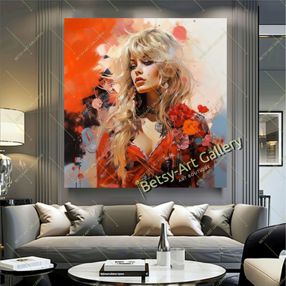Glamorous Brigitte Bardot Canvas Art, Classic Retro Style Print