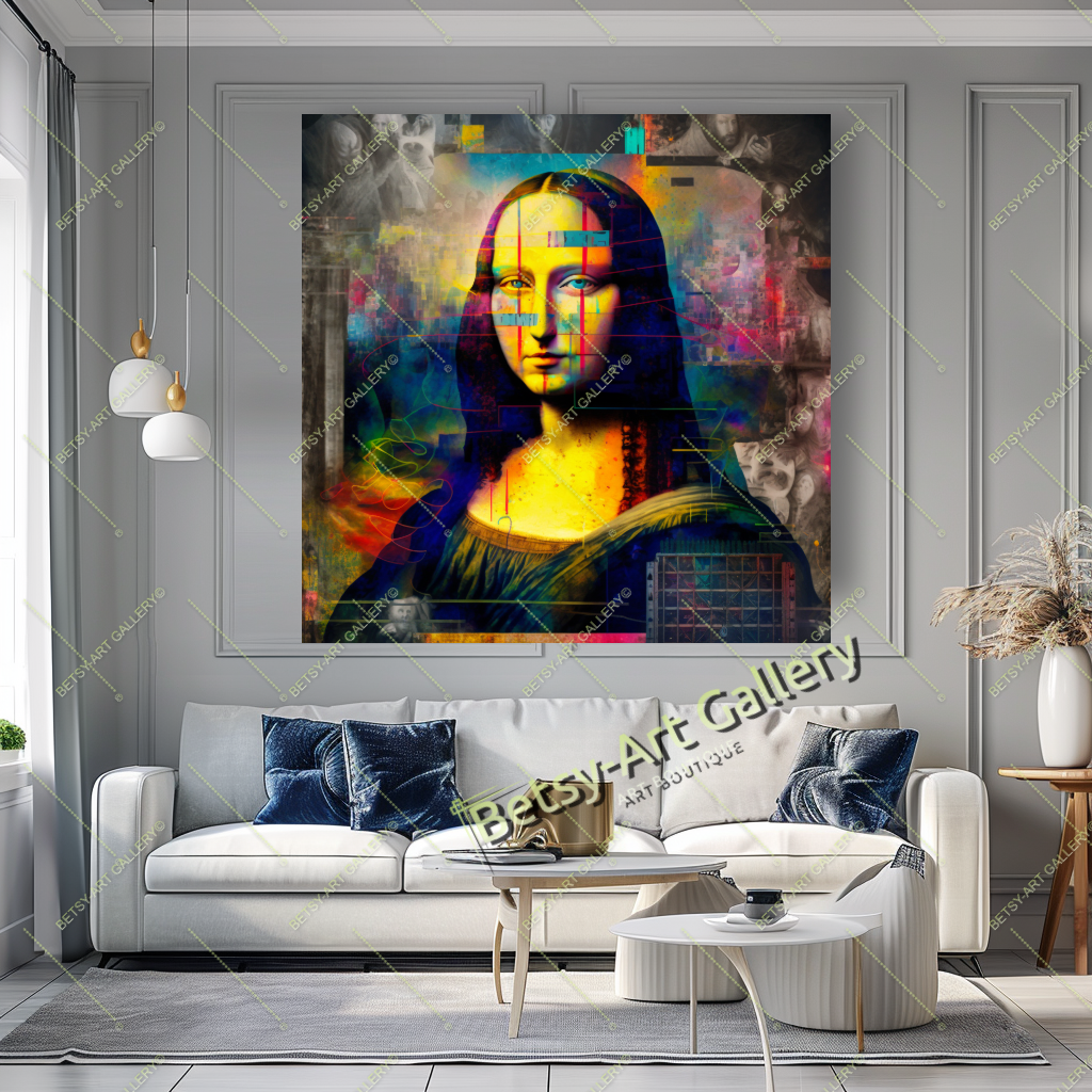 Mona Lisa Graffiti Art Canvas Print, Modern Jakonda Wall Art