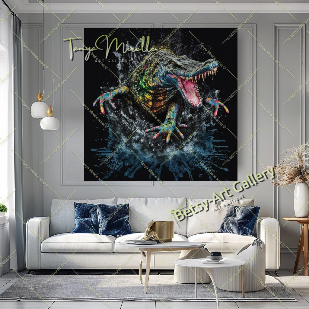 Colorful Crocodile Print – Contemporary Animal Printed Canvas