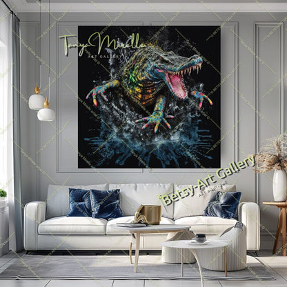 Colorful Crocodile Print – Contemporary Animal Printed Canvas