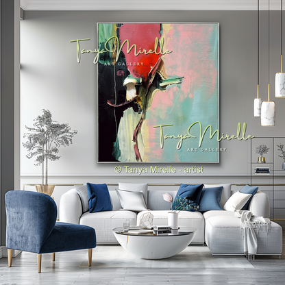 Green Red Abstract Painting - Large Modern Wall Art #178