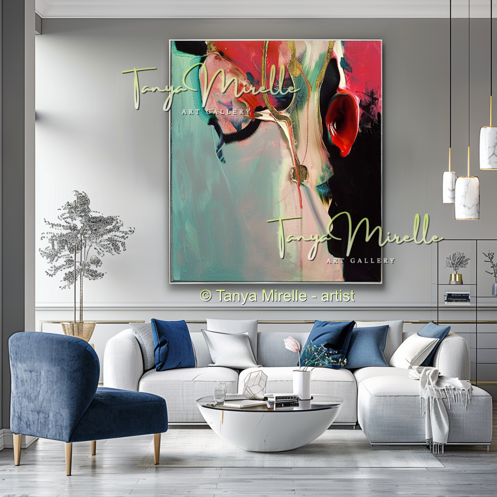 Green Red Abstract Painting - Large Modern Wall Art #178