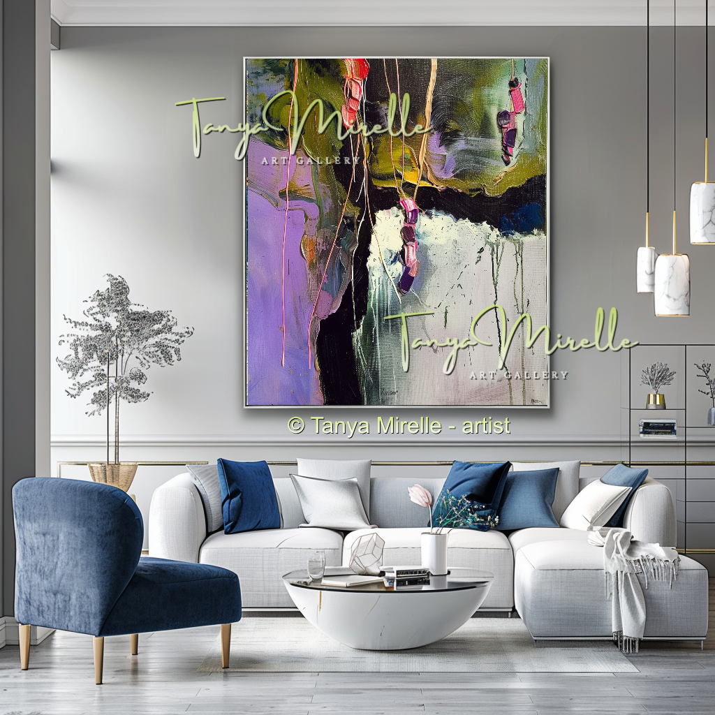 Wisteria Abstract Painting - Modern Floral Wall Art #171