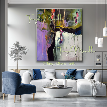 Wisteria Abstract Painting - Modern Floral Wall Art #171