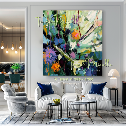Caribbean Drift – Vibrant Underwater Oil Painting, Textured Art #269