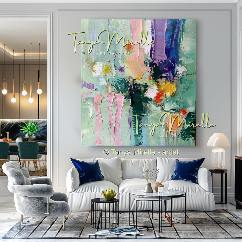 Soft Abstract Aquatic Art, Palette Knife Oil Painting #270