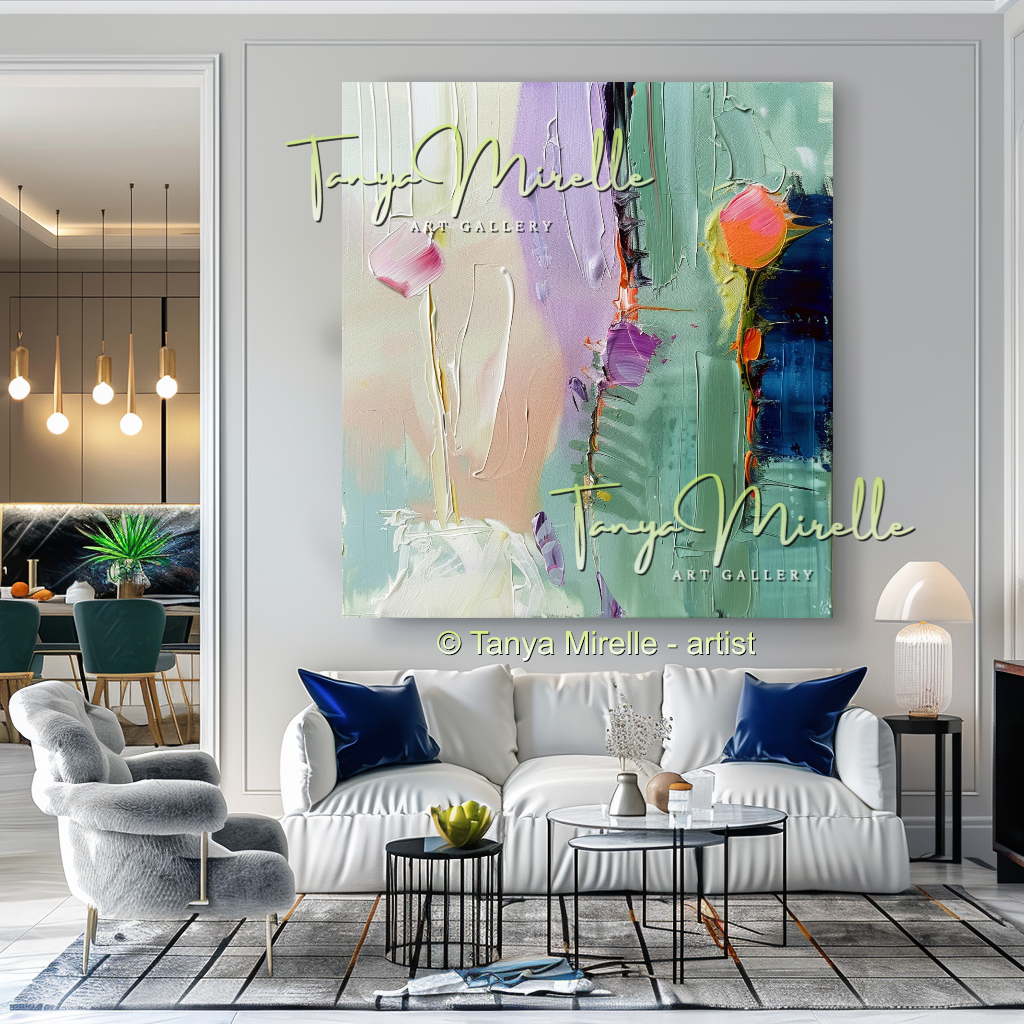Soft Abstract Aquatic Art, Palette Knife Oil Painting #271