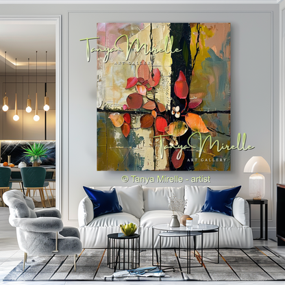 Textured Flower Oil Painting, Modern Floral Wall Art#246