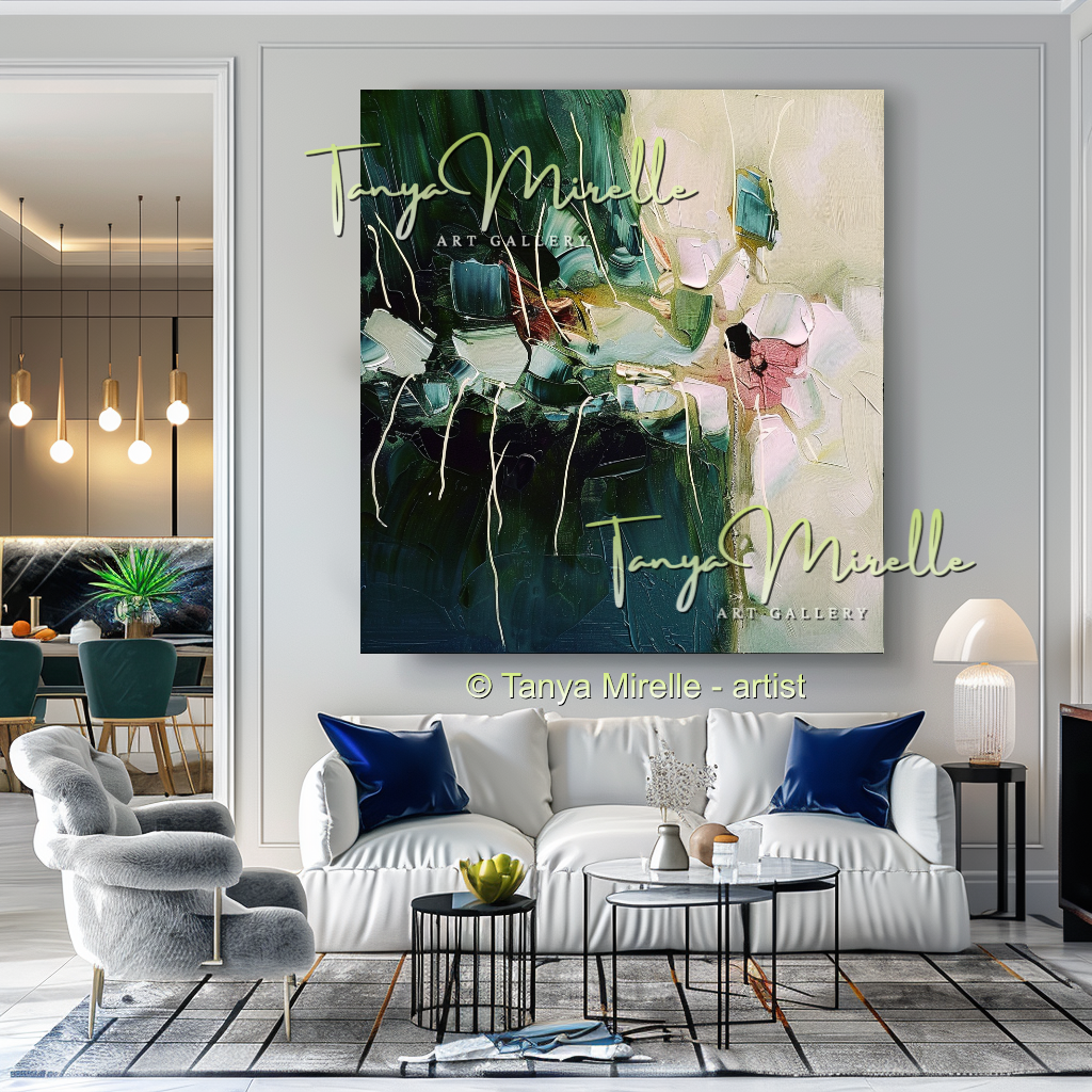 Bold Green Abstract Impasto Oil Painting on Canvas #250