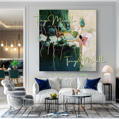 Bold Green Abstract Impasto Oil Painting on Canvas #250