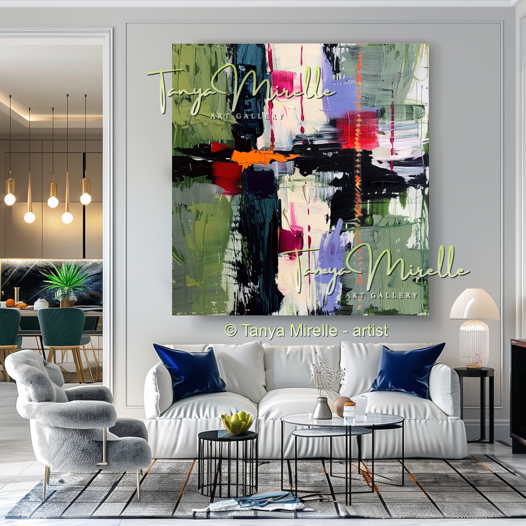 Luxury Abstract Impasto Oil Painting for Living Room Decor #258