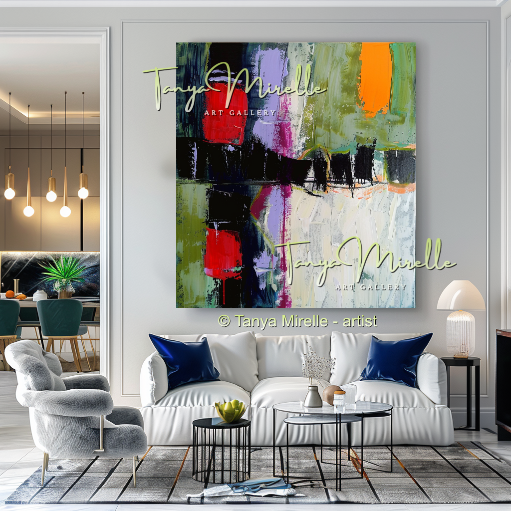 Luxury Abstract Impasto Oil Painting for Living Room Decor #258