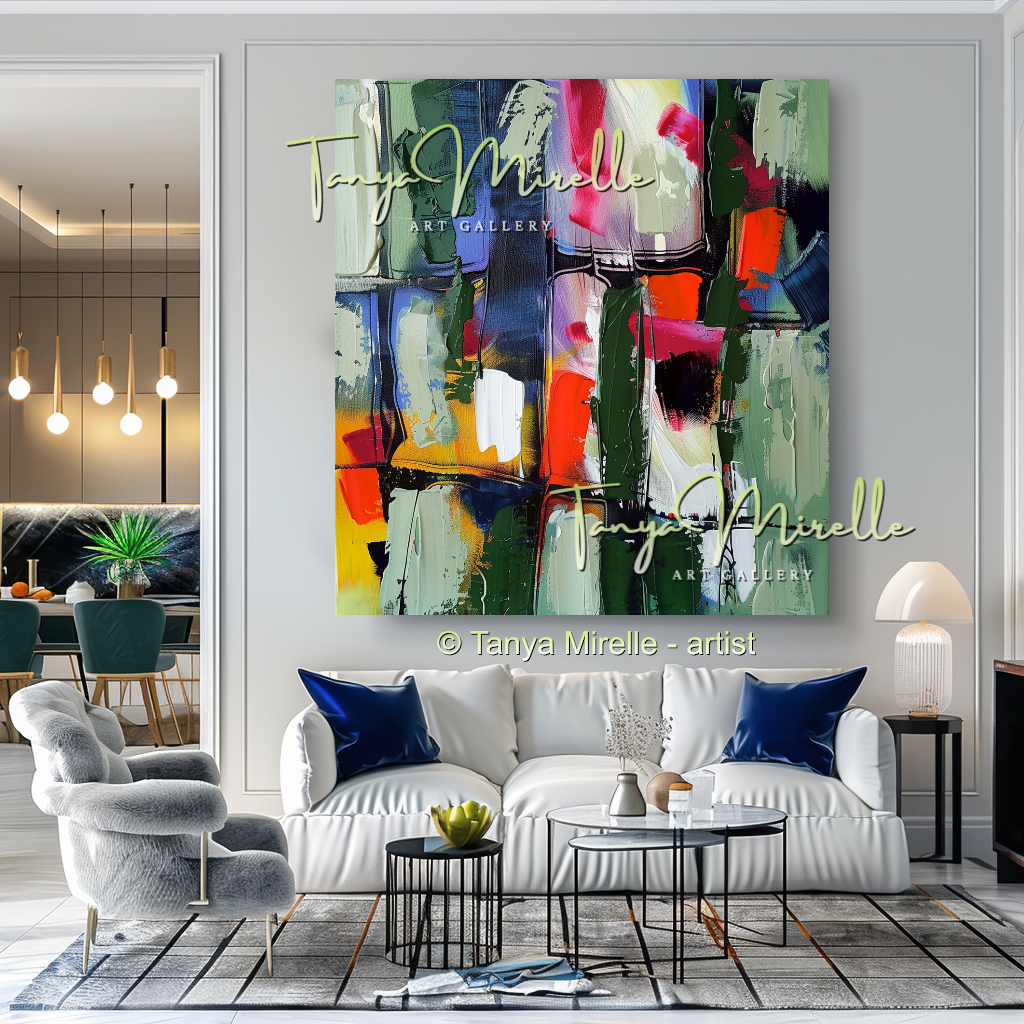 Luxury Abstract Impasto Oil Painting for Living Room Decor #258