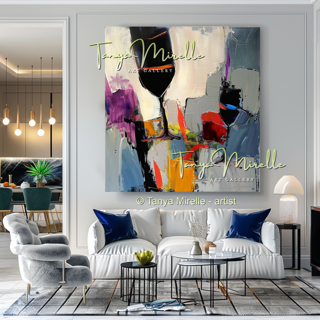 Crimson Pour – Abstract Wine Glass Impasto Painting #260