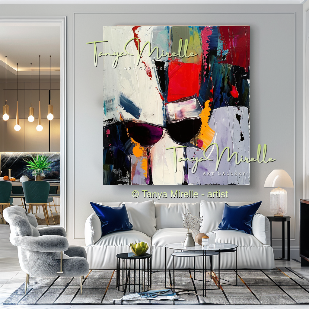 Crimson Pour – Abstract Wine Glass Impasto Painting #260