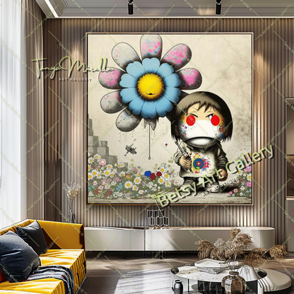 Girl with Red Heart Balloon – Street Art Banksy Inspired Canvas Print