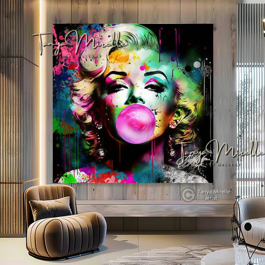 Colorful Marilyn Monroe Bubble Gum Art, Pop Art Print C canvas print canvas wall art celebriti art giclée prints graffiti art print graffiti canvas graffiti canvas art iconic art portrait large canvas print large wall art Large Wall Art Decor merilyn monroe art print Merilyn Monroe painting modern abstract art modern art print pop art print print on canvas ready to hang canvas street art on canvas stretched canvas art wall art prints