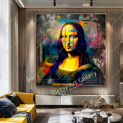 Mona Lisa Graffiti Art Canvas Print, Modern Jakonda Wall Art