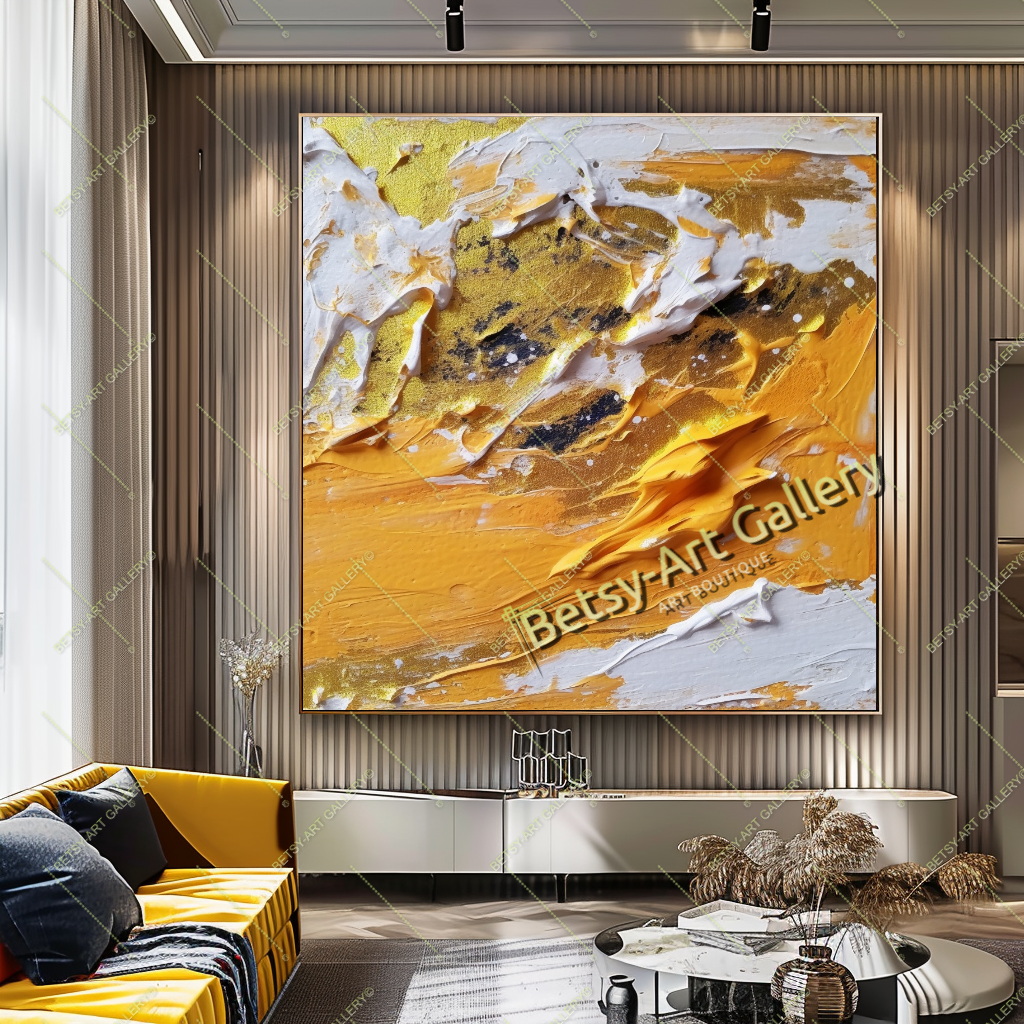 Gold Black White Abstract Canvas Print
