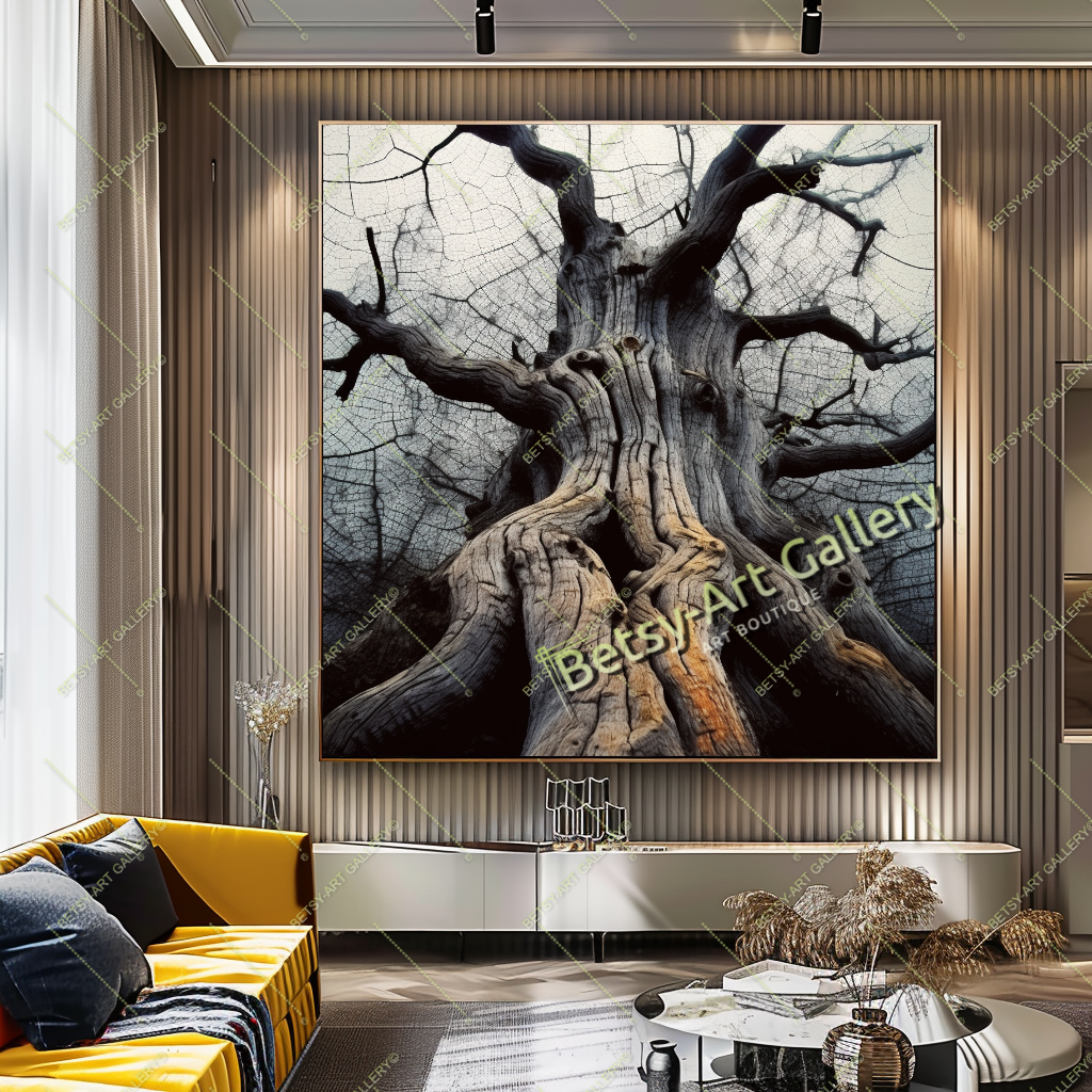 Abstract Tree Silhouette Art, Modern Nature Printed Canvas