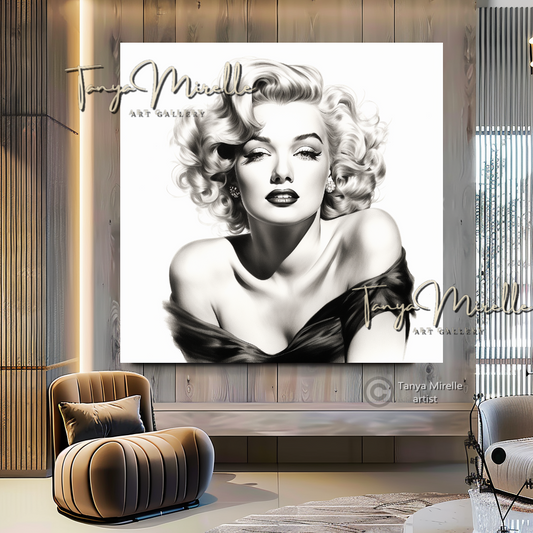 Iconic Black White Marilyn Monroe Art Print A canvas print canvas wall art celebreti art print giclée prints graffiti art print graffiti canvas graffiti canvas art hollywood art print large canvas print large wall art Large Wall Art Decor merilyn monroe art print Merilyn Monroe painting modern abstract art modern art print pop art print print on canvas ready to hang canvas street art on canvas stretched canvas art wall art prints watercolor art