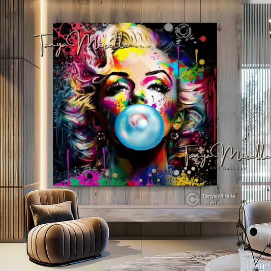 Vivid Color Marilyn Monroe Bubble Gum Art, Pop Art Print D canvas print canvas wall art celebriti art giclée prints graffiti art print graffiti canvas graffiti canvas art iconic art portrait large canvas print large wall art Large Wall Art Decor merilyn monroe art print Merilyn Monroe painting modern abstract art modern art print pop art print print on canvas ready to hang canvas street art on canvas stretched canvas art wall art prints