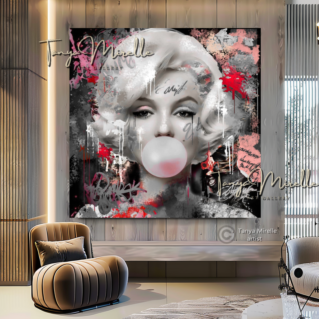 Marilyn Monroe Bubble Gum Art, Pop Art Print on Canvas C canvas print canvas wall art celebriti art giclée prints graffiti art print graffiti canvas graffiti canvas art iconic art portrait large canvas print large wall art Large Wall Art Decor merilyn monroe art print Merilyn Monroe painting modern abstract art modern art print pop art print print on canvas ready to hang canvas street art on canvas stretched canvas art wall art prints