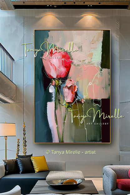 Floral Abstract Painting - Modern Flower Wall Art #160