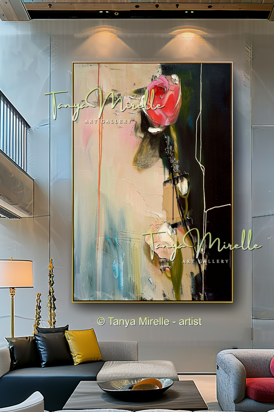 Floral Abstract Painting - Modern Flower Wall Art #162