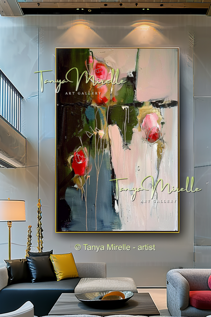 Floral Abstract Painting - Modern Flower Wall Art #163