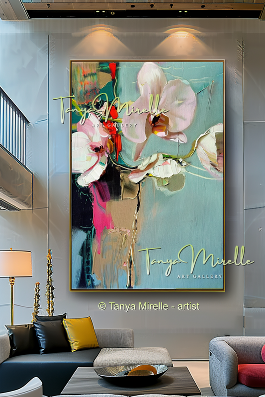 Abstract Orchid Painting - Modern Floral Wall Art #177