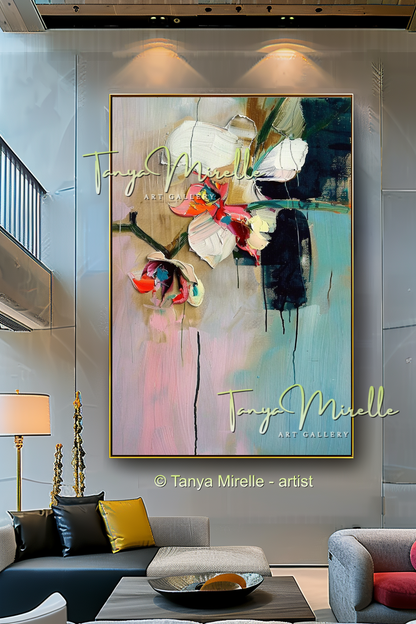 Abstract Orchid Painting - Modern Floral Wall Art #177