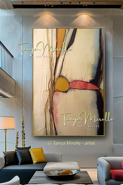 Beige Minimalist Modern Abstract Impasto Painting #146