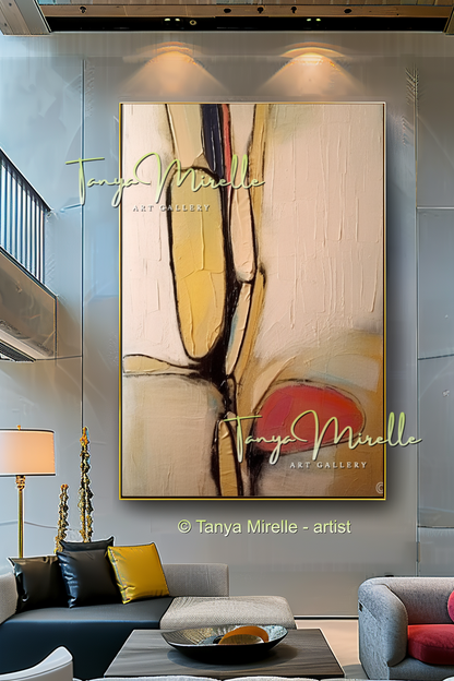 Beige Minimalist Modern Abstract Impasto Painting #146