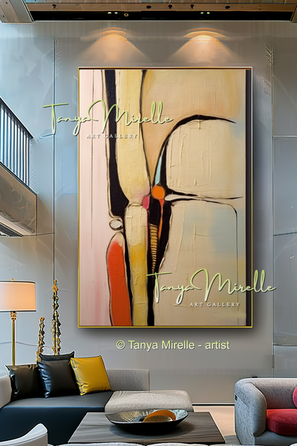 Beige Minimalist Modern Abstract Impasto Painting #146